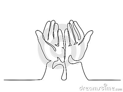 Hands palms together praying Vector Illustration