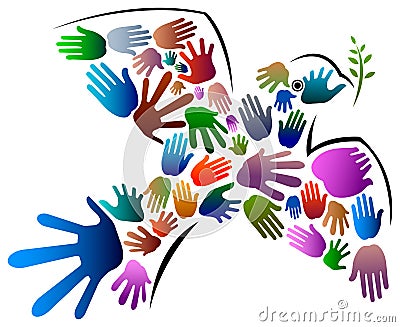 Hands peace bird Vector Illustration