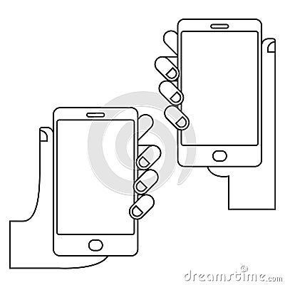 Hands with phone set vector illustration Vector Illustration