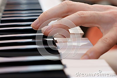 Hands pianist and piano player Stock Photo