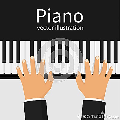 Hands on the piano keys. Vector Illustration