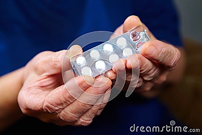 Hands with pills Stock Photo