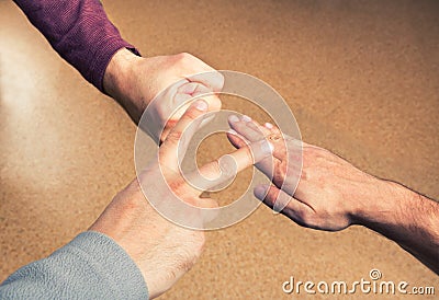 Hands playing paper rock scissors Stock Photo