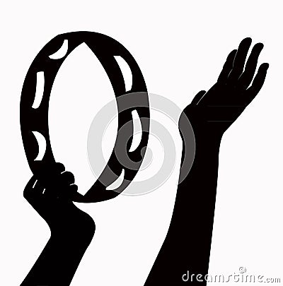 Hands playing tambourine vector Vector Illustration