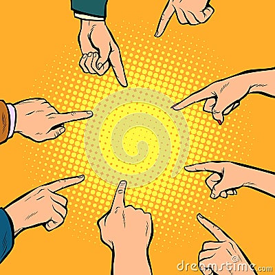 Hands point to the center Vector Illustration