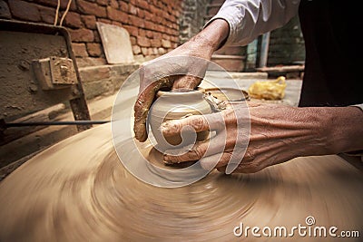 Hands of a potter. Stock Photo