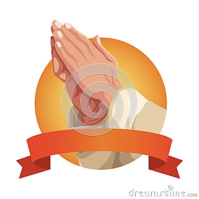 Hands praying sign Vector Illustration