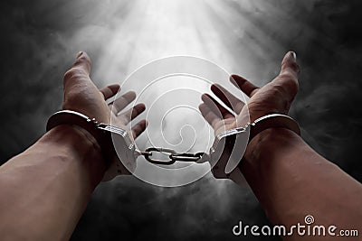 Hands of prisoner Stock Photo