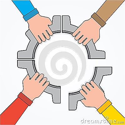 Hands with puzzle, Teamwork Concept Vector Illustration