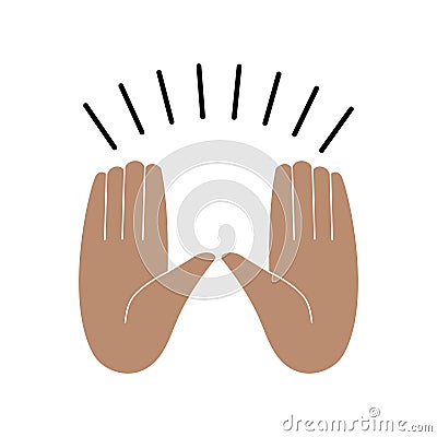 Hands raised in readiness for the event gesture, enthusiasm, cheers, hallelujah Vector Illustration