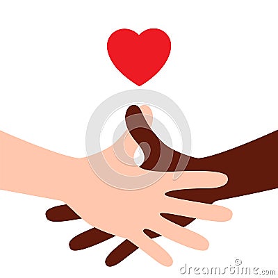 Hands raising love with heart, colorful hands design Vector Illustration