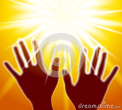 Hands Reaching For The Light Cartoon Illustration