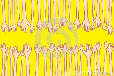 Hands reaching out and helping lots of connecting people Vector Illustration