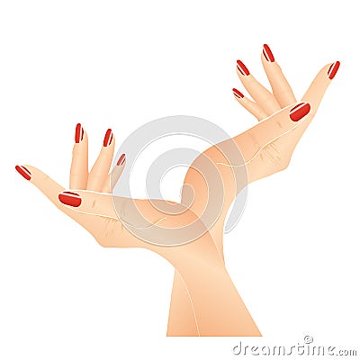 Hands with red nails - vector Vector Illustration