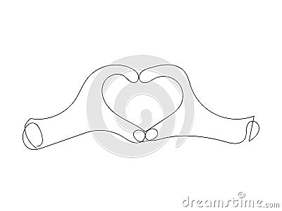 Hands show heart sign abstract minimalism. Romantic symbol declaration of love and good emotion happiness. Vector Illustration