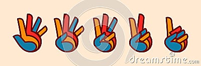 hands showing numbers, hand gesture count 1 2 3 4 and 5 vector icon Vector Illustration