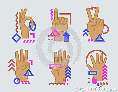 Hands showing numbers Vector Illustration