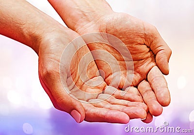Hands with skin crease Stock Photo
