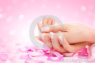 Hands spa. Manicured female hands Stock Photo