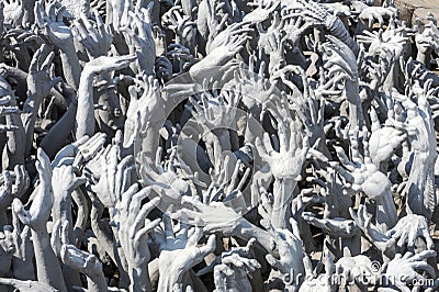 Hands Statue from Hell in Wat Rong Khun at Chiang Rai Editorial Stock Photo