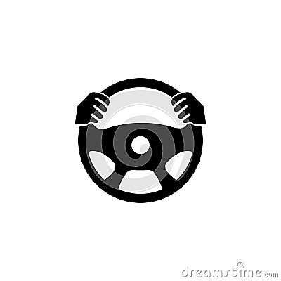 Hands on a steering wheel icon vector Vector Illustration