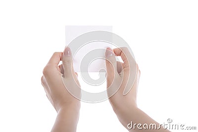 Hands with sticker. Stock Photo