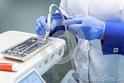 Hands of stomatologist. Stock Photo