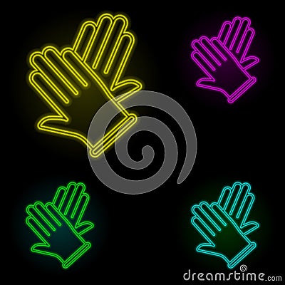 Hands, surgical gloves neon color set icon. Simple thin line, outline vector of anti age icons for ui and ux, website or mobile Stock Photo