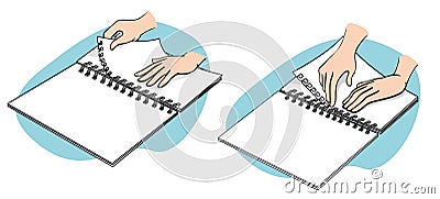 Hands teaching for binding sheets Vector Illustration