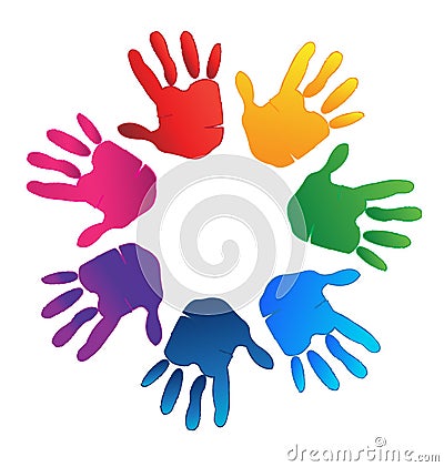 Hands teamwork colorful logo Vector Illustration