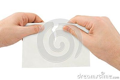 Hands tear paper Stock Photo