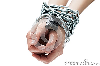 Hands tied chain Stock Photo