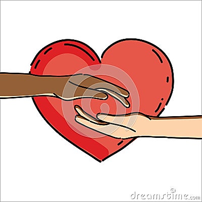 Hands together with heart to celebrate freedom Vector Illustration