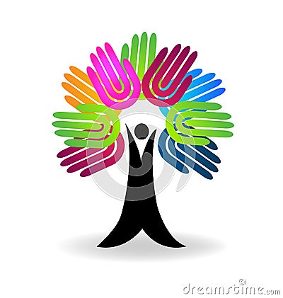 Hands tree help-charity concept logo vector Vector Illustration