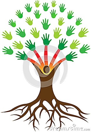 Hands tree with root Vector Illustration