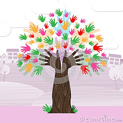 Hands Tree Shows Nature Expand And Development Stock Photo