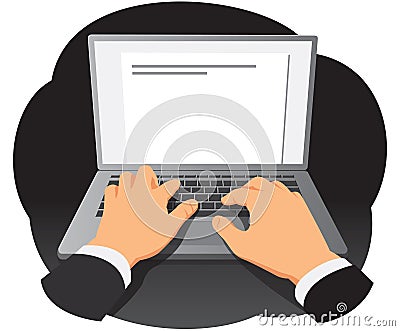 Hands typing on keyboard Vector Illustration