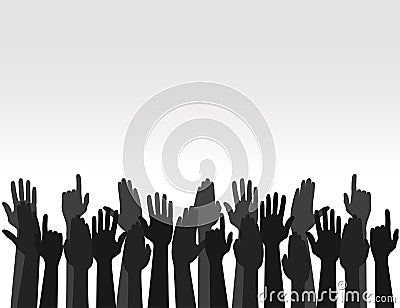 Hands up Colors, Voting hand Raised up, Election concept. Vector Vector Illustration