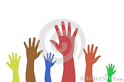 Hands volunteering or voting Cartoon Illustration