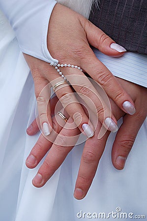 Hands with wedding rings Stock Photo