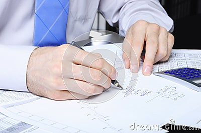 hands writing the numbers Stock Photo