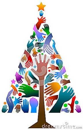 Hands xmass tree Vector Illustration