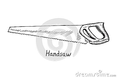 Handsaw, hand drawn doodle sketch Vector Illustration