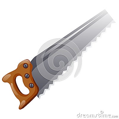 Handsaw isolated on white background. Vector cartoon close-up illustration. Vector Illustration