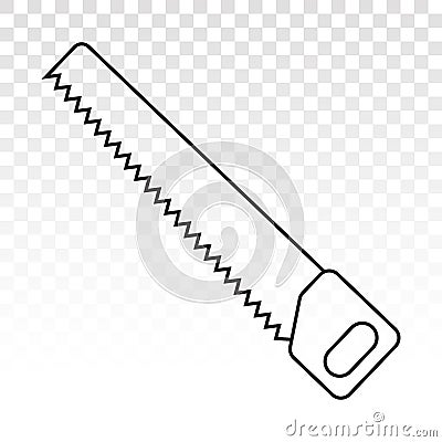 Handsaw or wood saws carpentry tools line art icon for apps and websites Vector Illustration