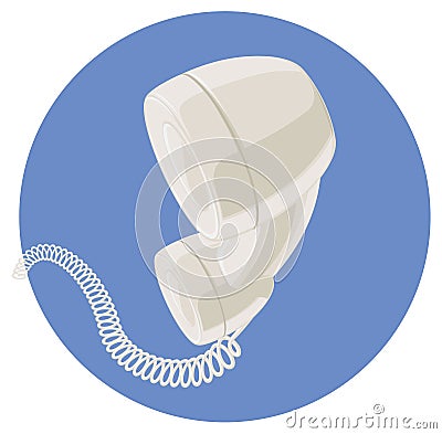 Handset of vintage telephone. Cartoon Illustration