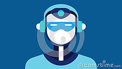 Handsfree Application An illustration of a mask with builtin technology showing it adhering automatically to the face Vector Illustration