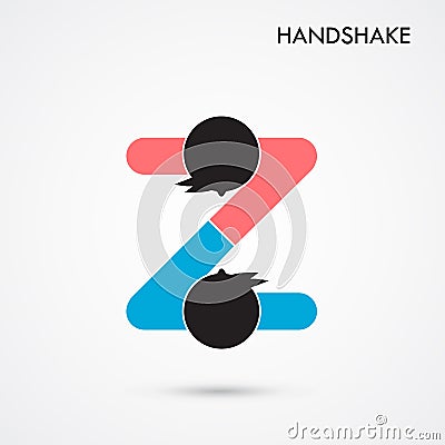 Handshake abstract sign vector design template. Business creative concept. Deal, contract, cooperation symbol icon Vector Illustration