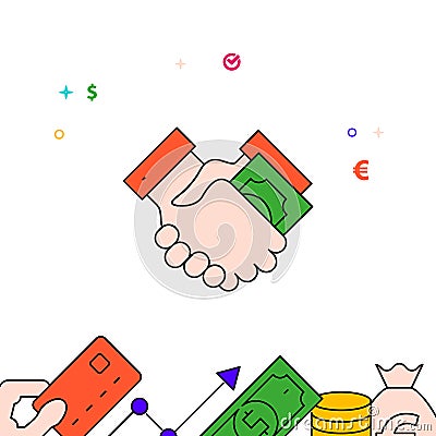 Handshake bribe filled line icon, simple illustration Vector Illustration