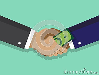Handshake and bribe Vector Illustration